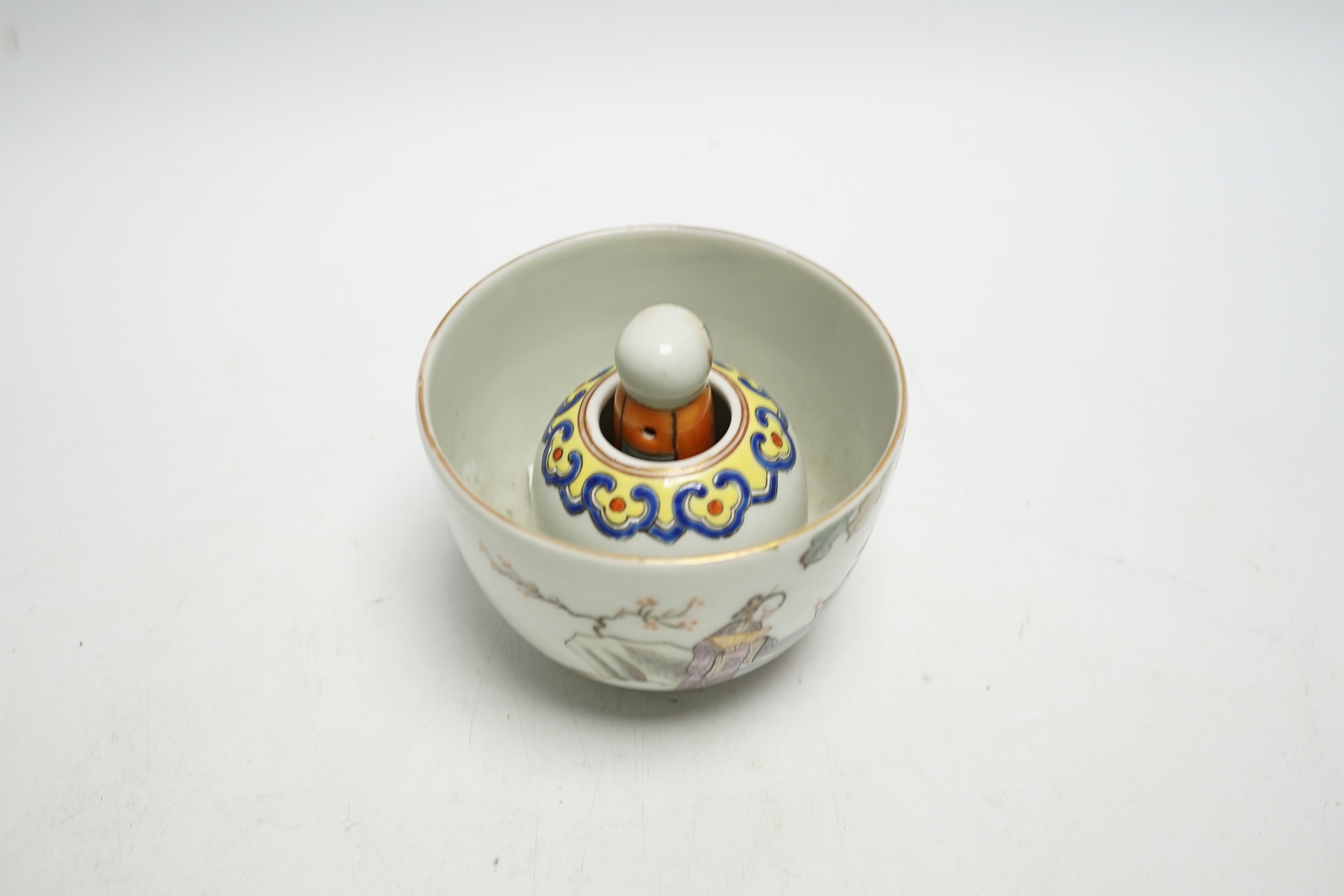 A Chinese famille rose novelty cup, 8cm high